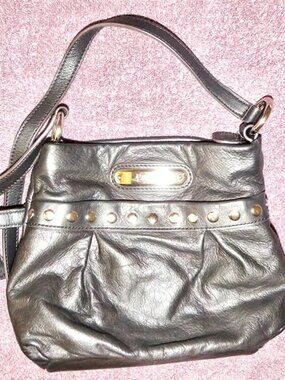 Kathy Van Zeeland Black Crossbody / Shoulder Bag Silver Studded Y2K Style